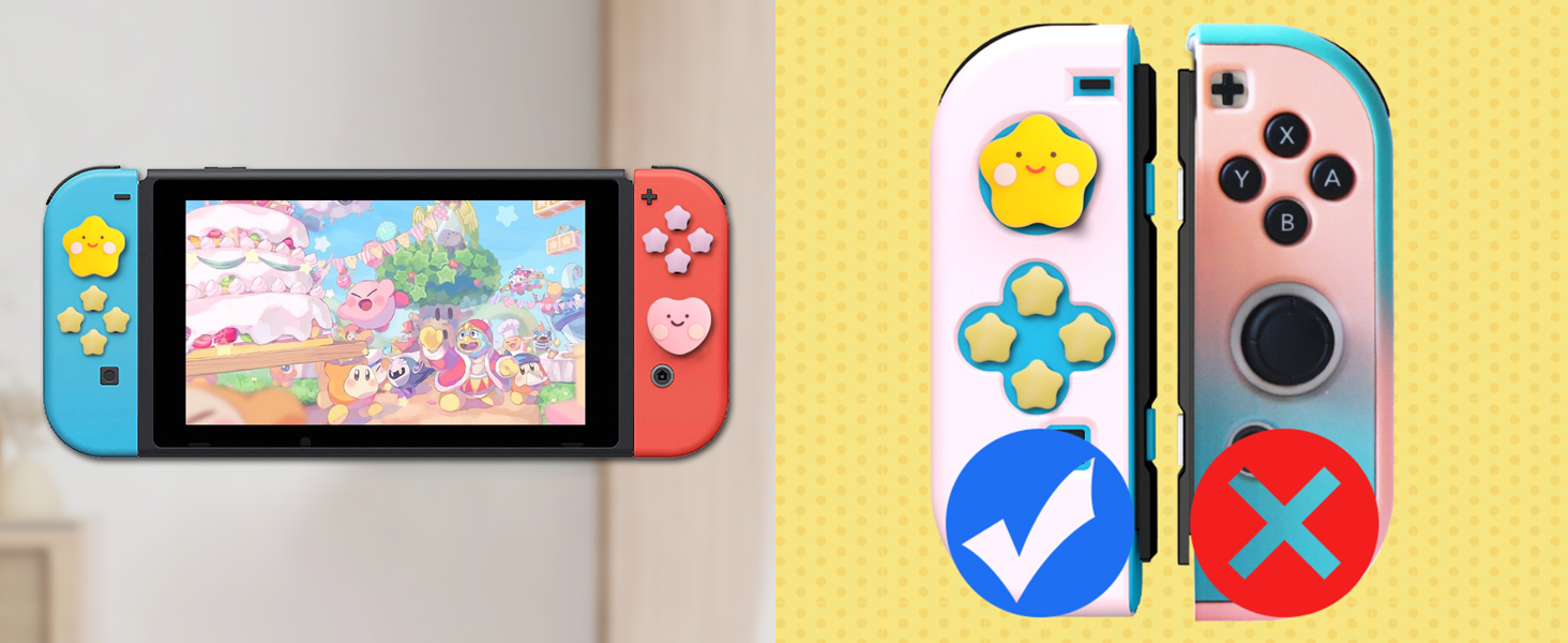 switch dpad thumb grips caps heart star button covers for kirby fans