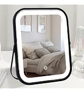 YEKKOPT Lighted Vanity Mirror, Rechargeable Travel Makeup Mirror with Lights, 10''x8'' Desk Mirro...