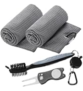 Aulock Golf Towel and Brush Set -16" X 24" Microfiber Towels with Carabiner Clip, Men Cleaning Ki...