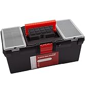 Small Tool Box 14.5-inch Plastic Tool Boxes Removable Tray Toolbox Organizer Case with Handle Por...