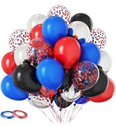 Red Blue Black Balloons, 60PCS Red and Blue Party Balloons, 12Inch Metallic Silver Balloons Dark ...