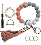 Silicone Beads Key Ring Keychain Bracelet Wristlet for Women, Cute Bead Car Keys Holder Chain Ban...