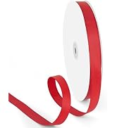 HimBen 5/8 Inch 100 Yards Solid Grosgrain Ribbon Red, Polyester Fabric Ribbon 1 Roll for Gift Wra...