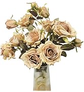 Letjolt Artificial Rose Silk Flowers Decor Champagne Rose for Home Bridal Wedding Party Festival ...