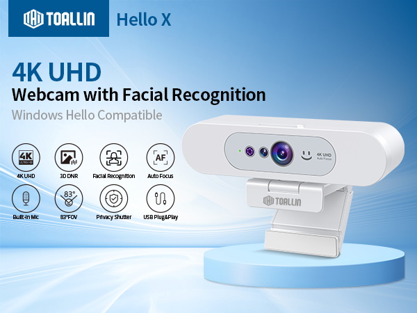4K UHD webcam with Windows Hello Facial Recognition Camera
