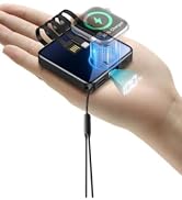 Mini Portable Charger for iWatch 12000mAh, Power Bank with Built-in Cables | USB-C 22.5W PD Fast ...