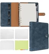 FYY Leather A5 Binder Notebook - Refillable 6 Ring Planner With Pockets, Dividers, Refill Paper -...