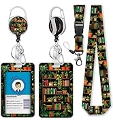Gctriki Book Lanyards for Id Badges, Cute Badge Holder with Retractable Badge Reel Clip, Teacher ...