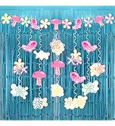 Yellow Cartoon Party Decorations with Fringe Curtains Jellyfish Flowers Party Banner Backdrop Sup...