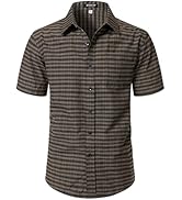 JEMITOP Mens Lightweight Slim Fit Short Sleeve Button Down Shirt Business Casual Plaid Dress Shir...