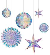 BTSD-home Iridescent Party Decorations with Hanging Honeycomb Ball Decorative Paper Fan Snowflake...