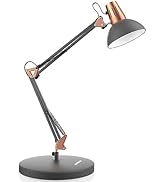 LEPOWER Metal Desk Lamp, Adjustable Goose Neck Architect Table Lamp with On/Off Switch, Swing Arm...