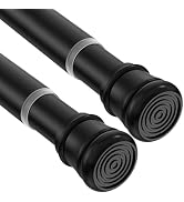MEXAU 2Pack Tension Curtain Rod for Windows 33 to 59 inch, Never Rust adjustable curtain rod Blac...