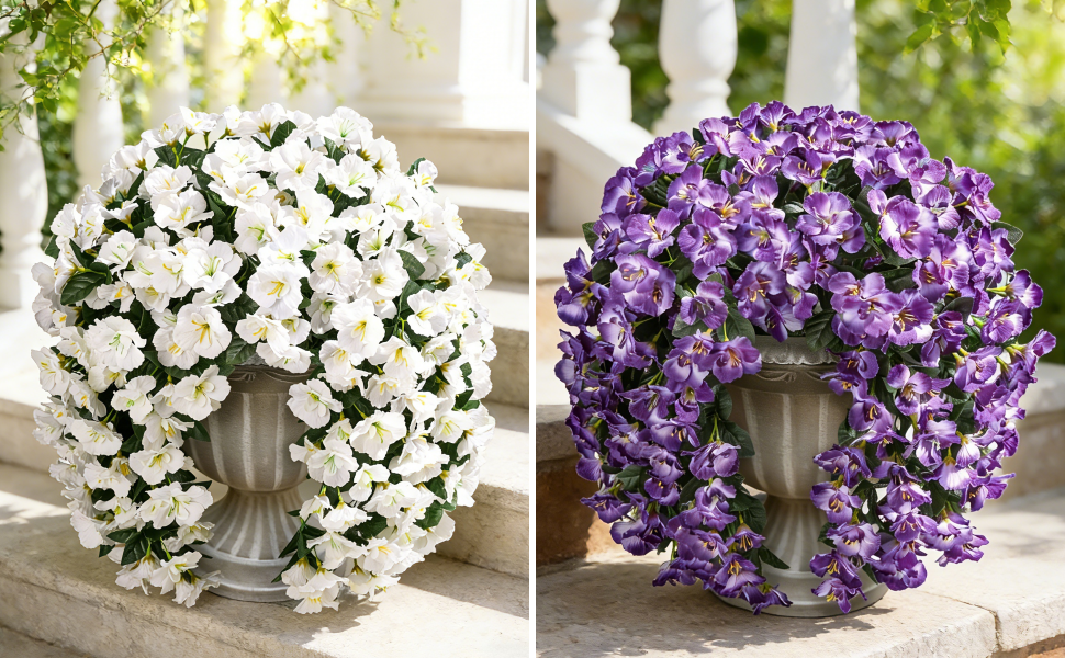 artificial hanging flowers for outdoors