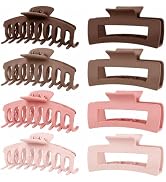 TOCESS 8 Pack Neutral Large Claw Clip for Thick Hair, 4.3 Inch Big Hair Clips for Thin, Curly & F...