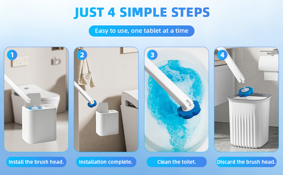 step by step cleaning guide, touchless toilet wand, easy bathroom chores
