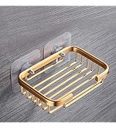 Gold Stainless Steel Soap Holder, Modern Bathroom Wall Storage Rack, Adhesive Mount, Drill-Free I...
