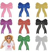 Jongdari Multicolour Glitter Sweatshirt Side Bow Patches Iron on, 8pcs Cute Embroidered Girly Sew...