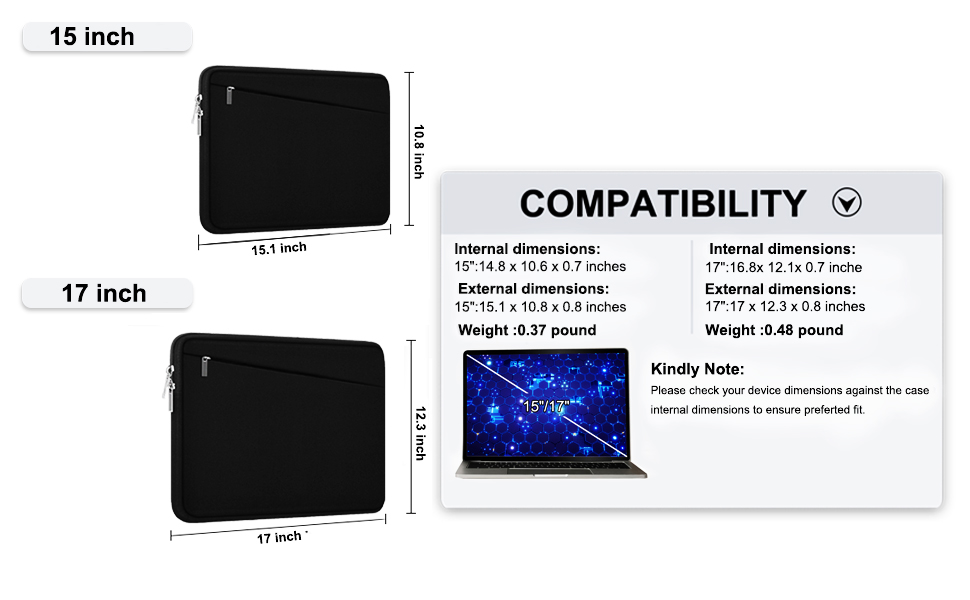 Laptop Sleeve Case 17 inch, Durable Computer