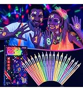 18 Packs Glow in the dark Party Supplies UV Neon Body Paint Pen,Washable Temporary Tattoo Markers...