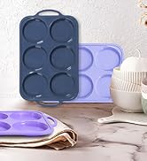 Vnray 4 Inch Jumbo Silicone Muffin Top Pan with Metal Frame, Non Stick Silicone Egg Mold for Oven...