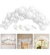 Bezente 6FT White Balloon Garland Arch Kit for Wall & Doorway, 79pcs White Latex Balloons Differe...