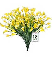 TURNMEON 12 Bundles Calla Lily (300 Heads) Artificial Flowers for Outdoors, Fake Plants UV Resist...