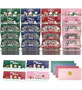 4PCS Christmas Money Gift Cards Envelope for Cash, Money Holder with 10 Slots for Cash, Surprise ...