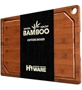 Hiware Wood Cutting Boards for Kitchen, Heavy Duty Bamboo Cutting Board with Juice Groove, Bamboo...