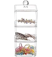Tecbeauty 3pcs Stackable Bathroom Canisters Hair Ties Accessory Storage Cotton Ball Rounds Pads O...