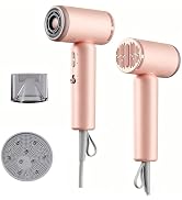 JIGGL Dual-Voltage Mini Travel Hair Dryer: Small High Speed Negative Ion Blow Dryer with Diffuser...