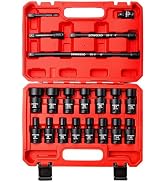 20-Pcs 3/8" Drive Impact Swivel Socket Set,Metric Universal Socket 8mm-22mm | CR-Mo,6-Point, Come...
