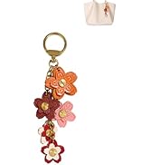 Yzikema Handmade Genuine Leather Flower Keychain-Leather Flower Keychains Boho Accessories for Wo...
