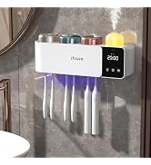 iHave Toothbrush Holders Wall Mounted with Toothbrush Sanitizer &Aromatherapy Diffuser Auto-Cycle...