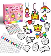 Magic Foam 3D Art Kit-15pcs Unicorns & Princesses Keychain Making kit, Mess-Free Arts & Crafts fo...