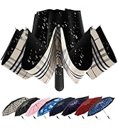 ZDSSM Compact Inverted Travel Umbrella, Automatic Open Close, 9-Rib 46 Inch Windproof Umbrella, W...