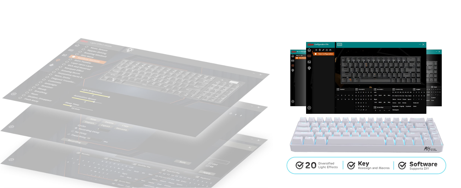 Hot-Swappable 65% Wireless Mechanical Keyboard, 60% 68 Keys Compact Bluetooth Gaming Keyboard