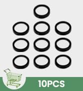 Ten black rubber O-rings arranged in three rows on a white background. Package indicates '10PCS' quantity.