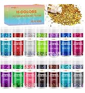 HTVRONT Holographic Chunky Glitter for Resin - 15 Colors Holographic Glitter for Resin, 150g/5.3o...