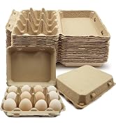 Cheardia 30 Pack Dozen Egg Cartons Tray, 12 Count Natural Paper Chicken Egg Holder, Reusable Vint...