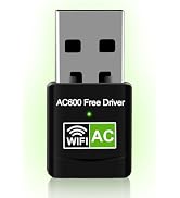 AC600 USB WiFi Adapter for Desktop PC, Driver Free Wireless Network Adapter for Laptop, 5G/2.4G D...