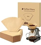 100 Count #4 Cone Coffee Filters, Unbleached Natural Paper Coffee Filters Compatible with Ninja, ...