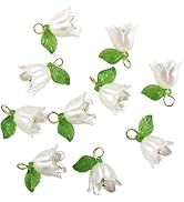YuanHolumid 10Pcs White Bell Orchid Pendant,Flower Beads,Bell Flower Spacer Beads,for DIY Jewelry...