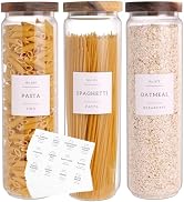 3 Set Glass Pantry Storage Jars with Acacia Airtight Lid - 50oz Thicken Glass Kitchen Canisters w...