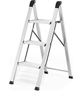 KINGRACK Aluminum Step Ladder, 3 Step Ladder Folding Design, Step Stool Foldable with Safe Grip, ...