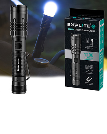 Rechargeable Dual Power Flashlight Multifunctional with Diffuser Cap, Zoomable Magnetic