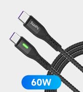 SOOPII 60W PD USB C to USB C Cable, 2-Pack Type C Cable with Smart LED Indicator for lPad Air/lPa...