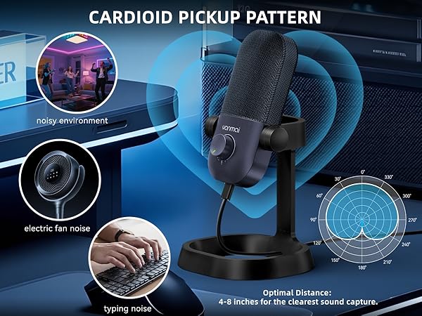 YANMAI cardioid polar pattern condenser mic for focused sound recording