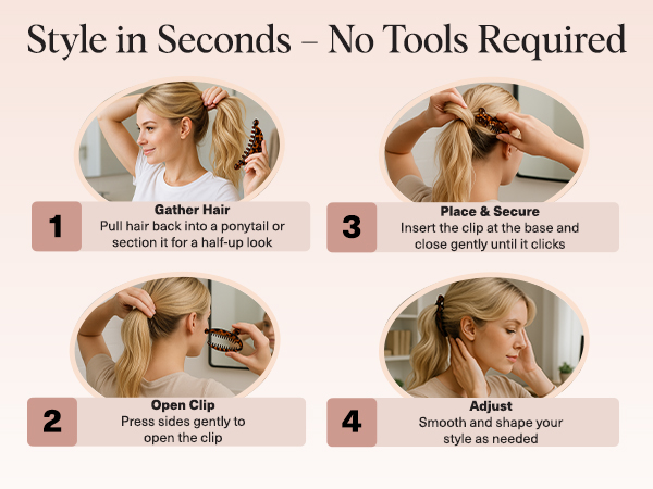Secure & Sturdy Grip Banana Clips No Crease, Durable Hair Accessories for Women