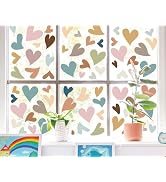 FYSUIMU 9 Sheet Back to School Window Clings Bohemian Style Heart Reusable Window Decal for Schoo...